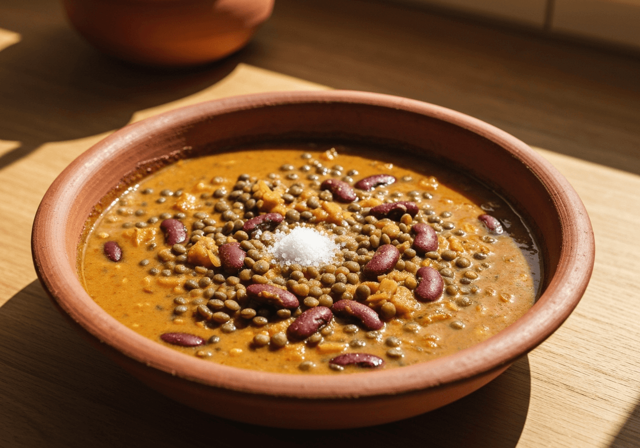 Finished Dal Makhani plated for serving
