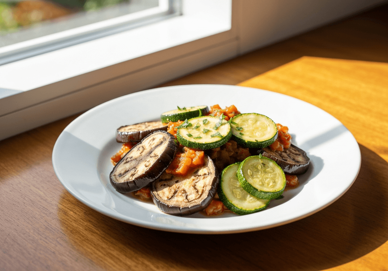 Finished Ratatouille plated for serving