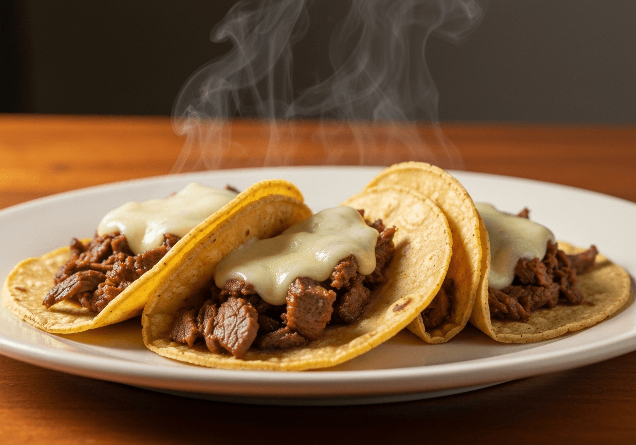 Finished Birria Tacos (Quesabirria) plated for serving