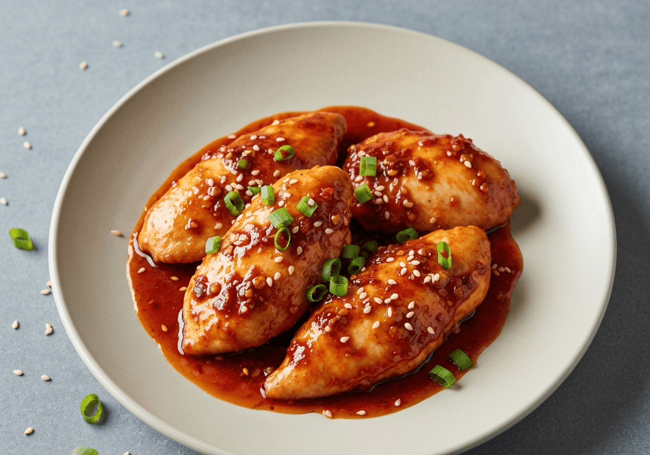 Finished Kung Pao Chicken plated for serving